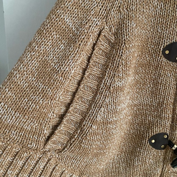 MICHAEL Michael Kors Knitted Cotton Cape Poncho Size XS Toggle Closure Camel Tan - Picture 8 of 8